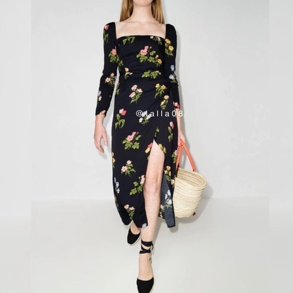 Reformation Reza Dress In Night Bloom Long Sleeve Dress Size 4 new with … - Picture 7 of 17